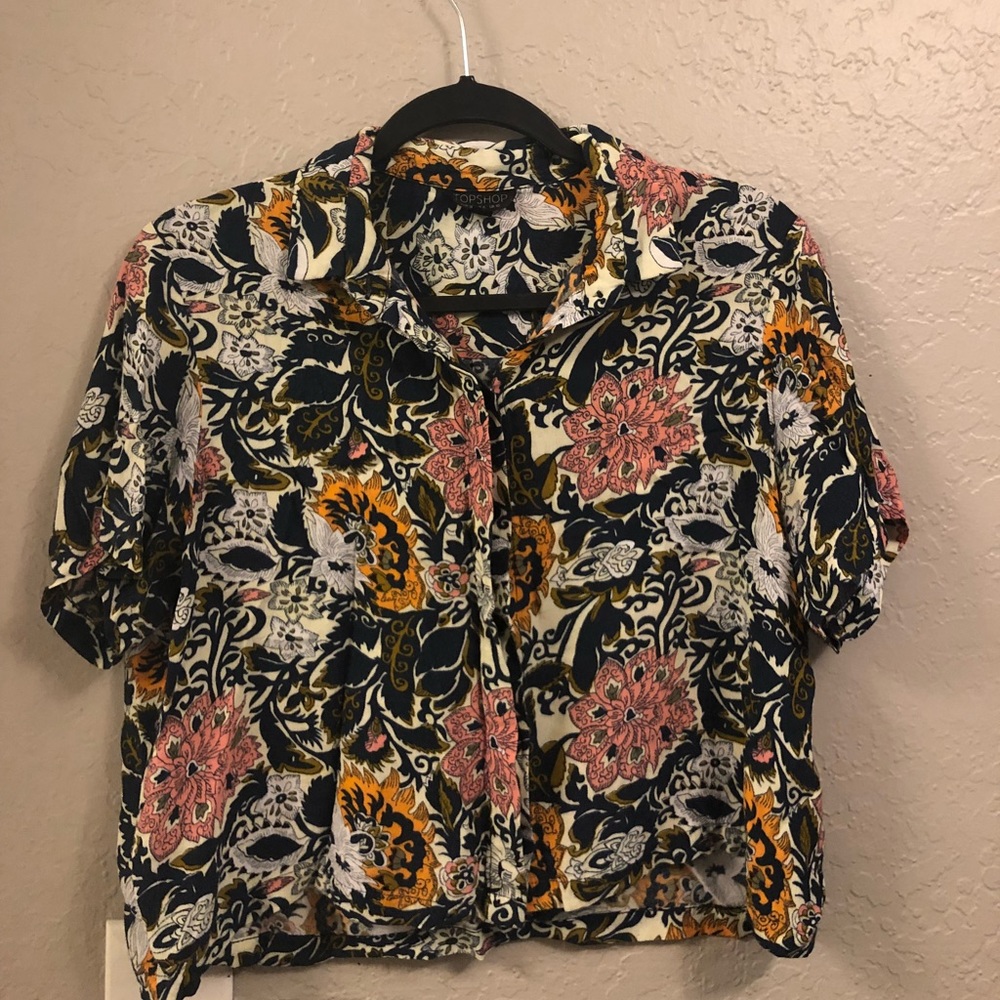 Top shop paisley button up crop top